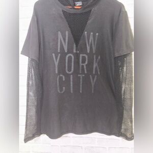 Rocawear Black Mesh Accent Shirt with sleeves, and hoodie size large